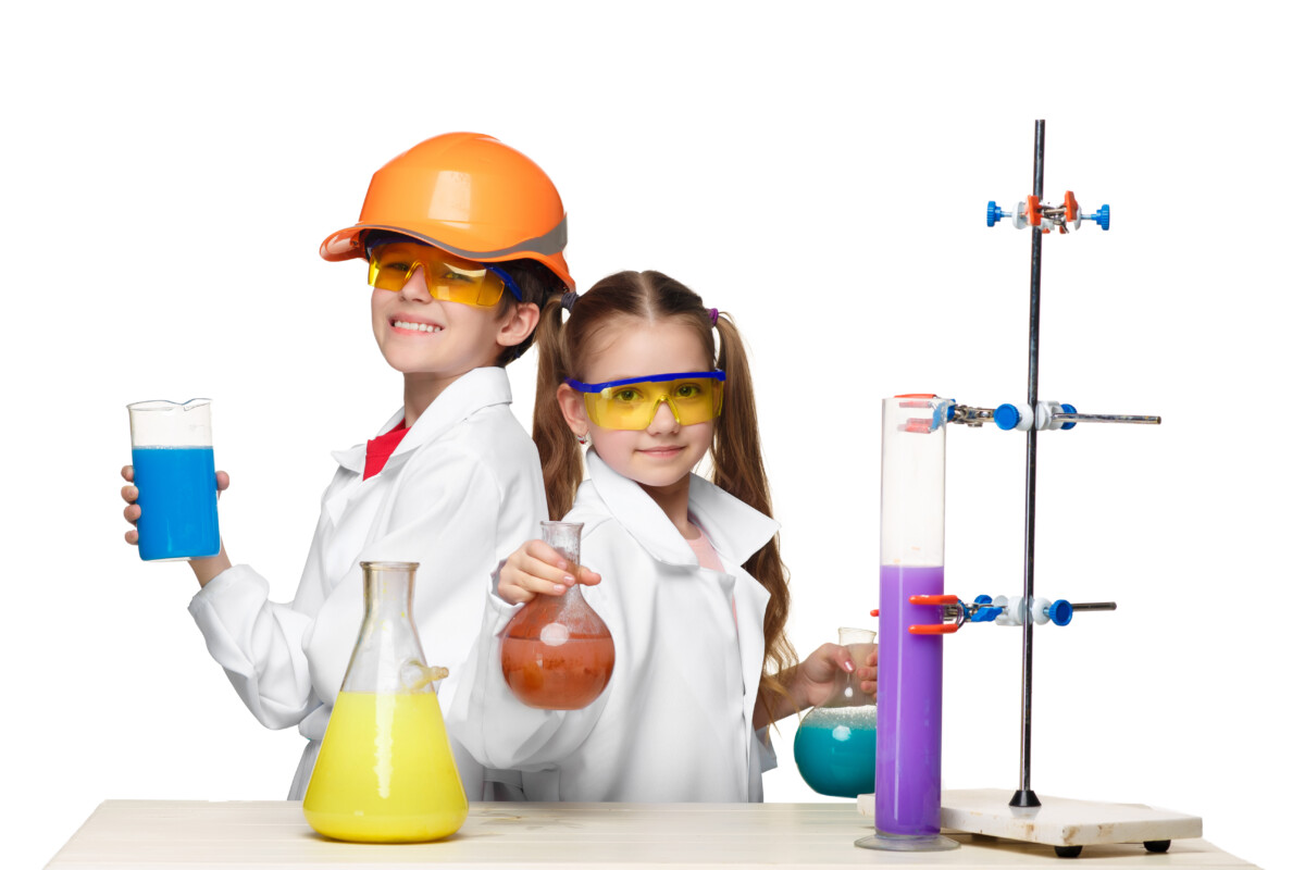 two-cute-children-chemistry-lesson-making-experiments  
